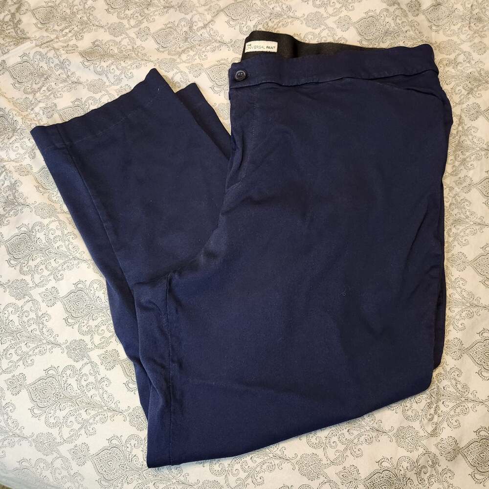 Catherines The Universal Pant Navy Blue Stretch Dress Trousers Women's 28W